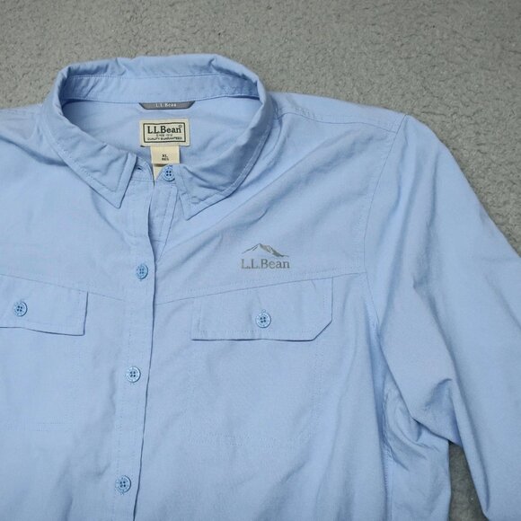LL Bean Shirt Mens XL Blue No Fly Zone Safari Outdoor Vented Fishing Camp Pocket - Picture 2 of 15